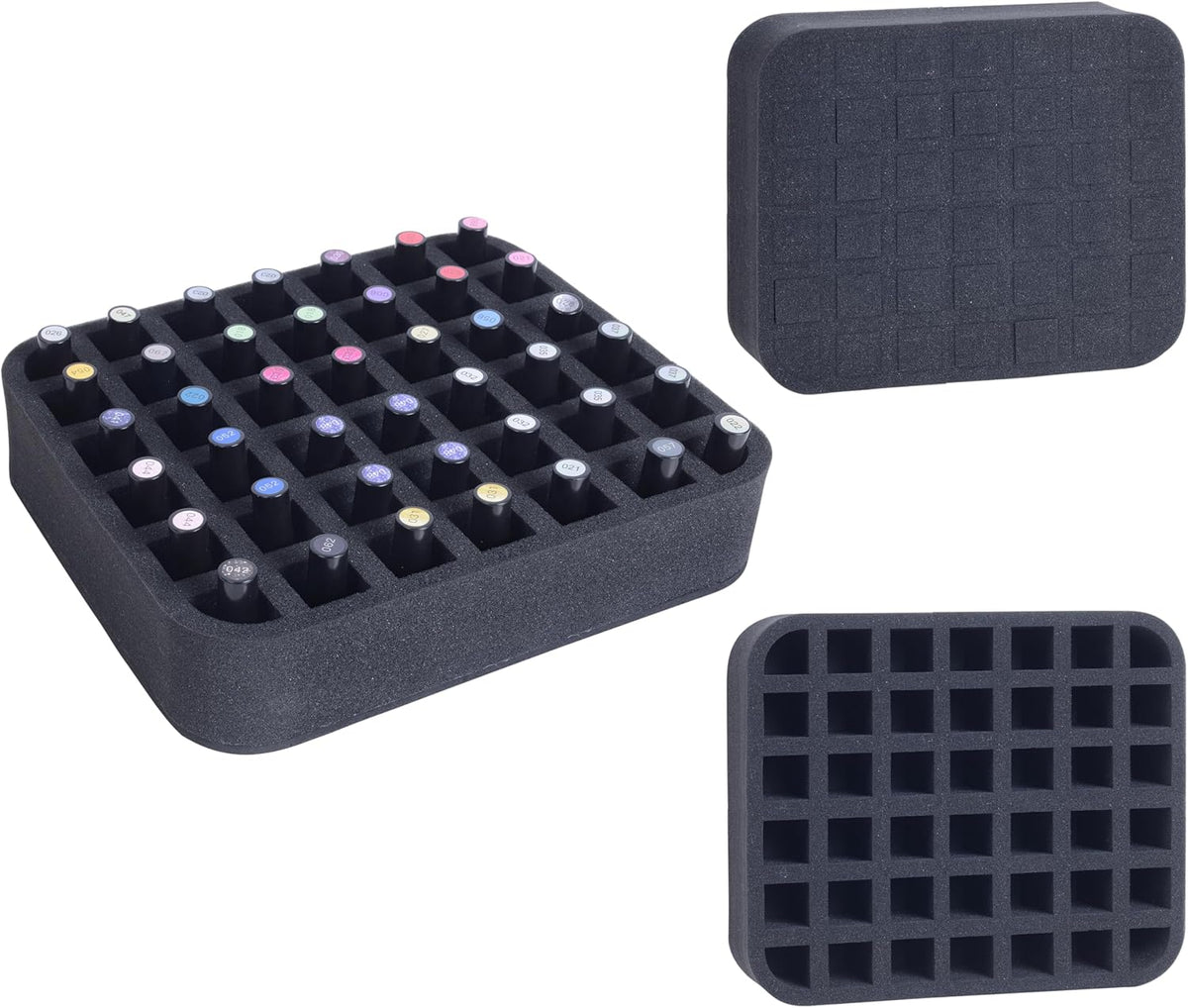 2 Pack Nail Polish Organizer Holder Foam Pad with Slots for Storage 60 Bottles (15ml/0.5fl.oz) Nail Polish or Essential Oil Tray for Drawers Black