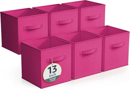 Sorbus Foldable Storage Cubes - 6 Fabric Baskets for Organizing Pantry, Closet, Shelf, Nursery, Playroom, Toy Box, Cubby -11 Inch Dual Handle Collapsible Closet Organizers and Storage Bins (Navy Blue)