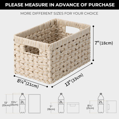 GRANNY SAYS Wicker Storage Baskets for Shelves, Wicker Baskets for Organizing, Waterproof Woven Basket for Pantry, Rectangle Basket for Shlef, Brown, 2-Pack