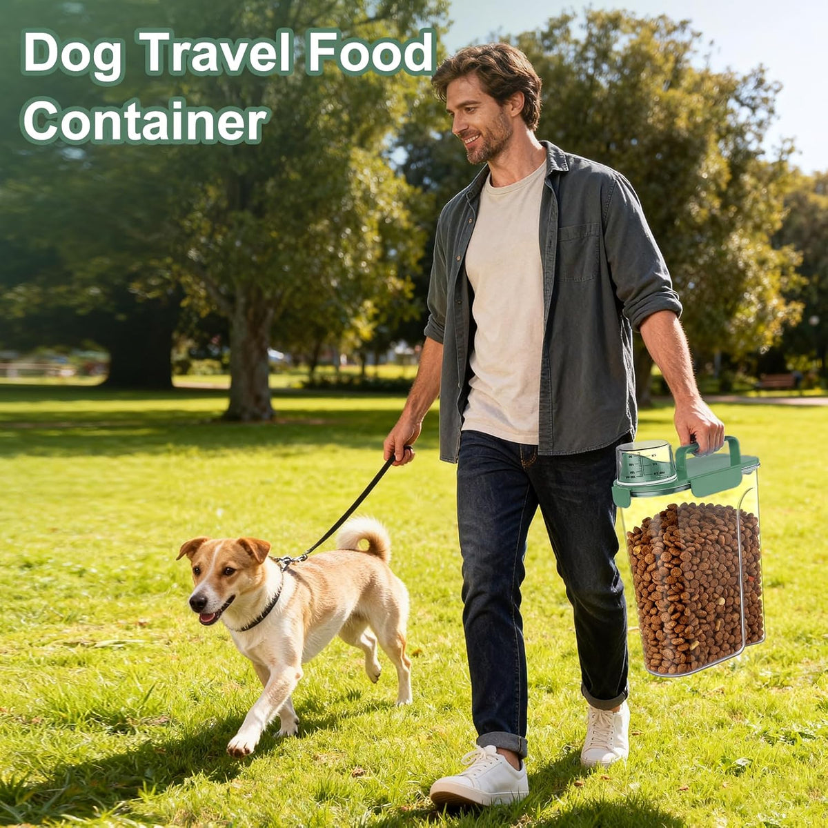 Uppetly Dog Cat Food Storage Container, 5-7Lbs Pet Food Containers, Airtight Cat Food Container with Portable Handle & Measuring Cup, Small Animal Dry Food Dispenser for Dogs, Cats and Birds