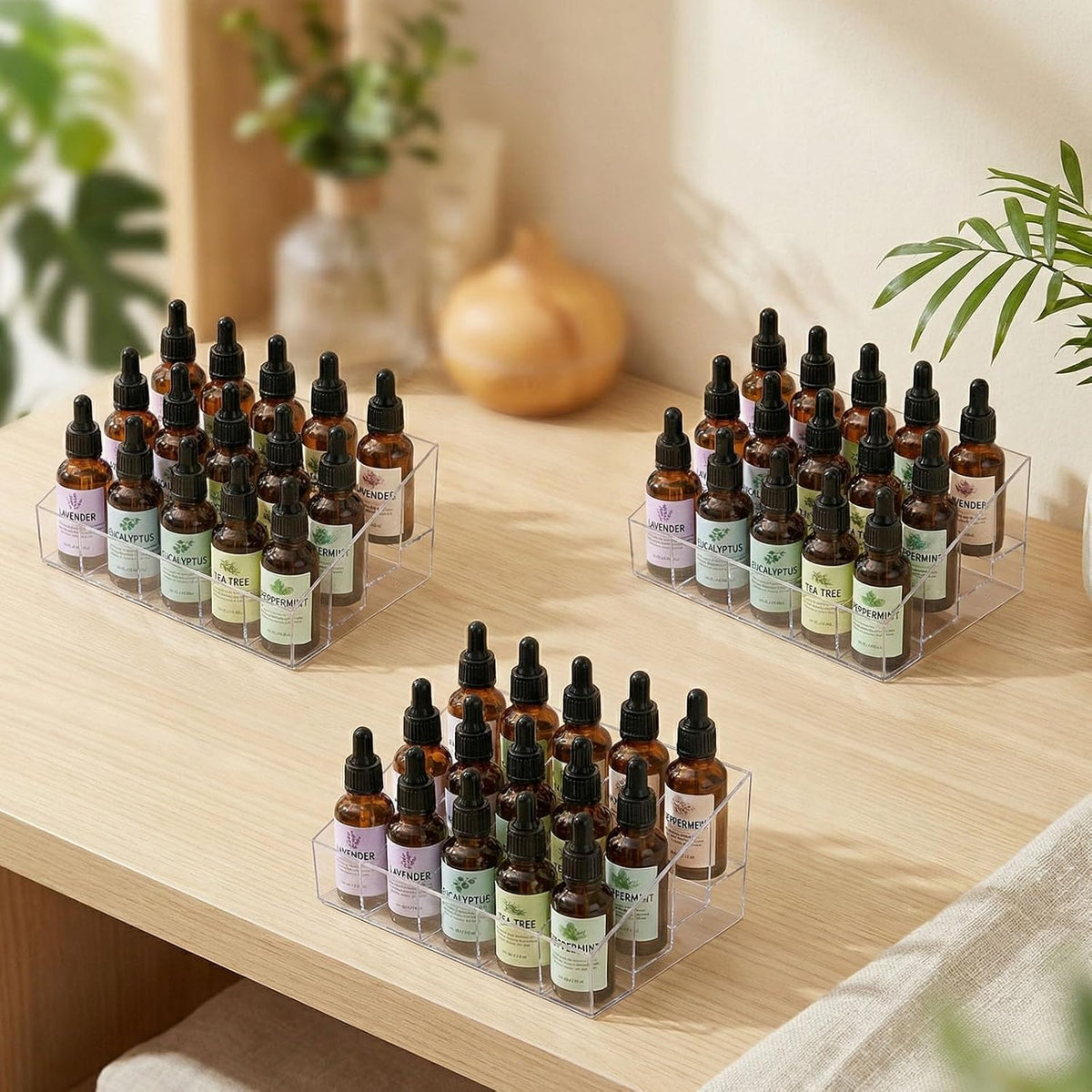 24Slots Essential Oil Holder，Plastics Essential Oil Storage,for Bottles Perfumes and Nail Polish Shelf，Essential Oil Organizer,Makeup Storage Rack