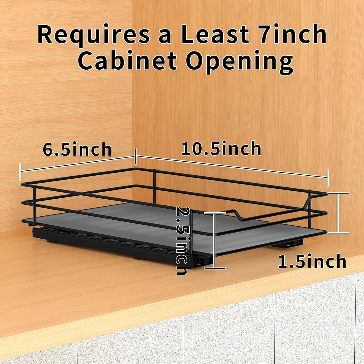 BOIVSHI 2-Tier Spice Rack, Pull Out Cabinet Organizer Spice Racks Height Adjustable Heavy Duty Metal Basket for Inside Cabinets & Pantry Closet(9.5''Wx10.5''Dx9.5''H)