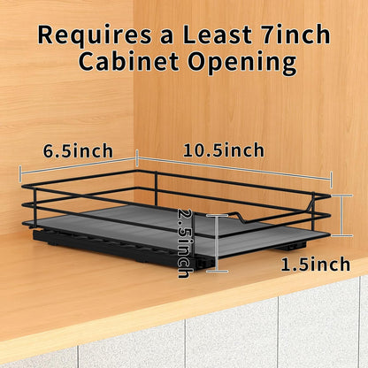 BOIVSHI 2-Tier Spice Rack, Pull Out Cabinet Organizer Spice Racks Height Adjustable Heavy Duty Metal Basket for Inside Cabinets & Pantry Closet(9.5''Wx10.5''Dx9.5''H)