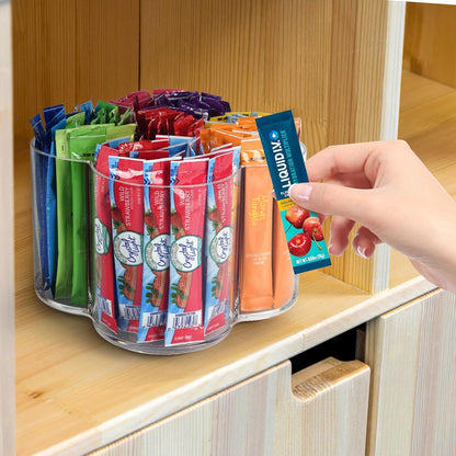 Drink Packet Organizer For Powdered Drink Mix,Powder Packet,Water Packet,Water Flavor Packet,Lazy Susan Organizer Rotating Holder for Drink Mix Necessities（Square）