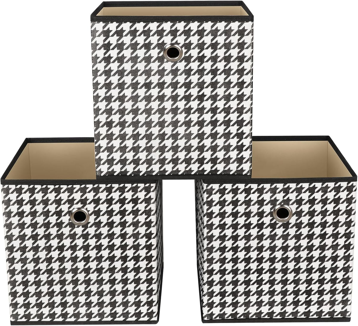 Black Foldable Storage Cubes Bins ,11 Inch Cloth Storage Cube Fabric Storage Box Cubes Organizer Baskets with Handles for Home Organizer Set of 3 (Black)