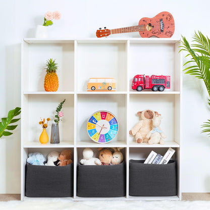 MINTWOOD Design 3-Pack Decorative Woven Storage Baskets for Shelves, Cube Bin Box for Organizing Books, Shoes, Dog Toys, Pantry Closet and Living Room Organizer, Oatmeal Brown