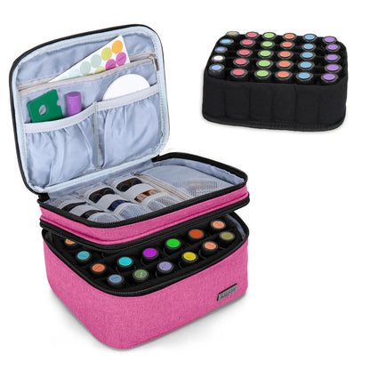 LUXJA Essential Oil Carrying Case - Holds 30 Bottles (5ml-30ml, Also Fits for Roller Bottles), Double-Layer Organizer for Essential Oil and Accessories, Black (Bag Only)