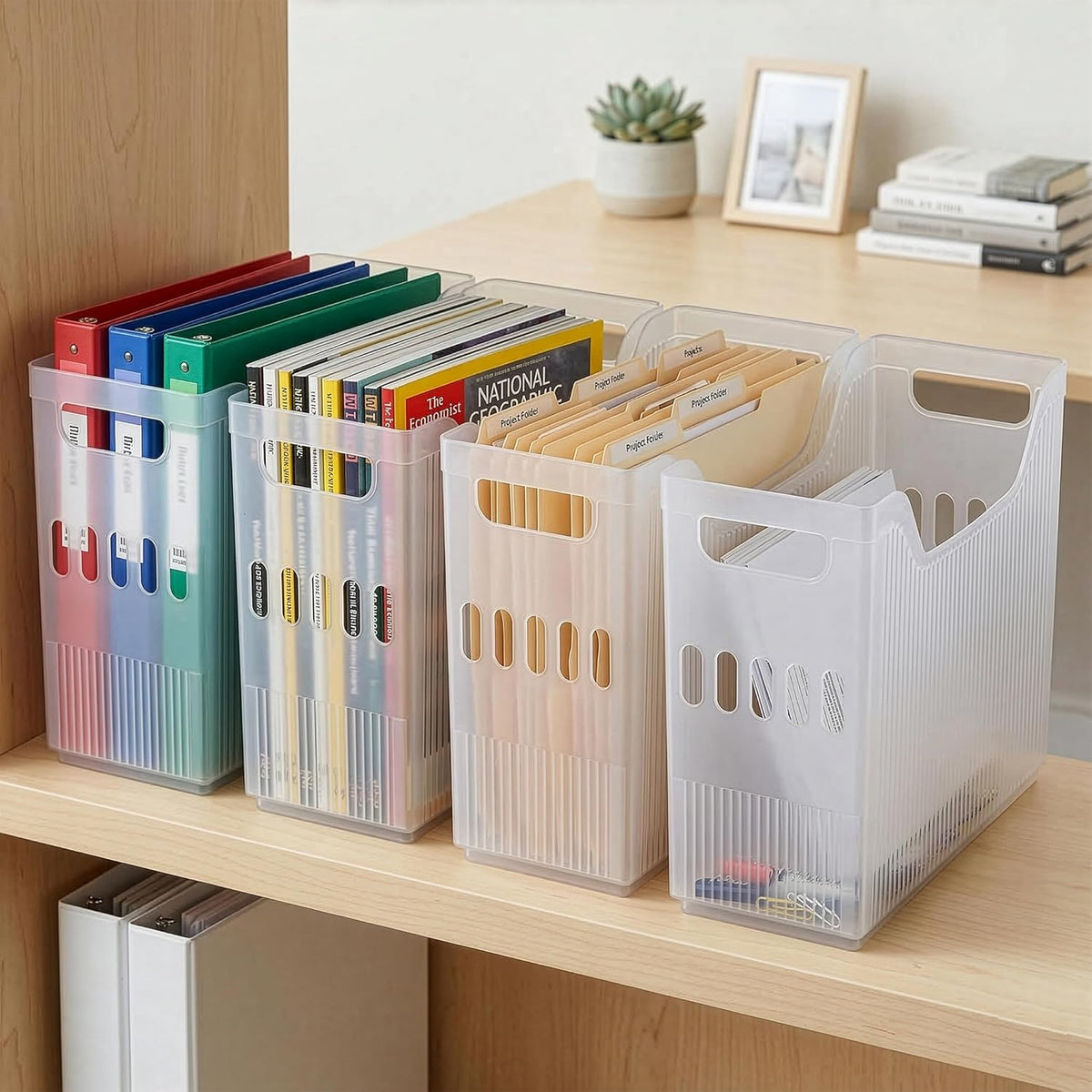 BINO | Plastic Storage Bins, Narrow - 2 Pack | THE CANYON COLLECTION | Clear Storage Bins for Organization | Clear Containers for Pantry | Fridge & Freezer Organizer Bin | Cabinet & Pantry Organizers
