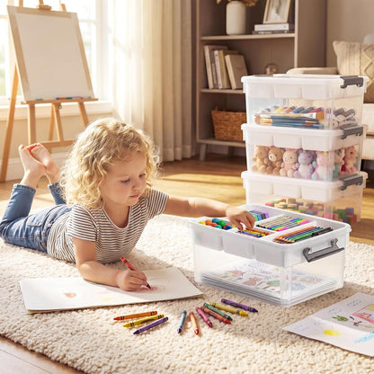 Citylife 17 QT Plastic Storage Box with Removable Tray Craft Organizers and Storage Clear Storage Container for Organizing Bead, Tool, Sewing, Playdoh