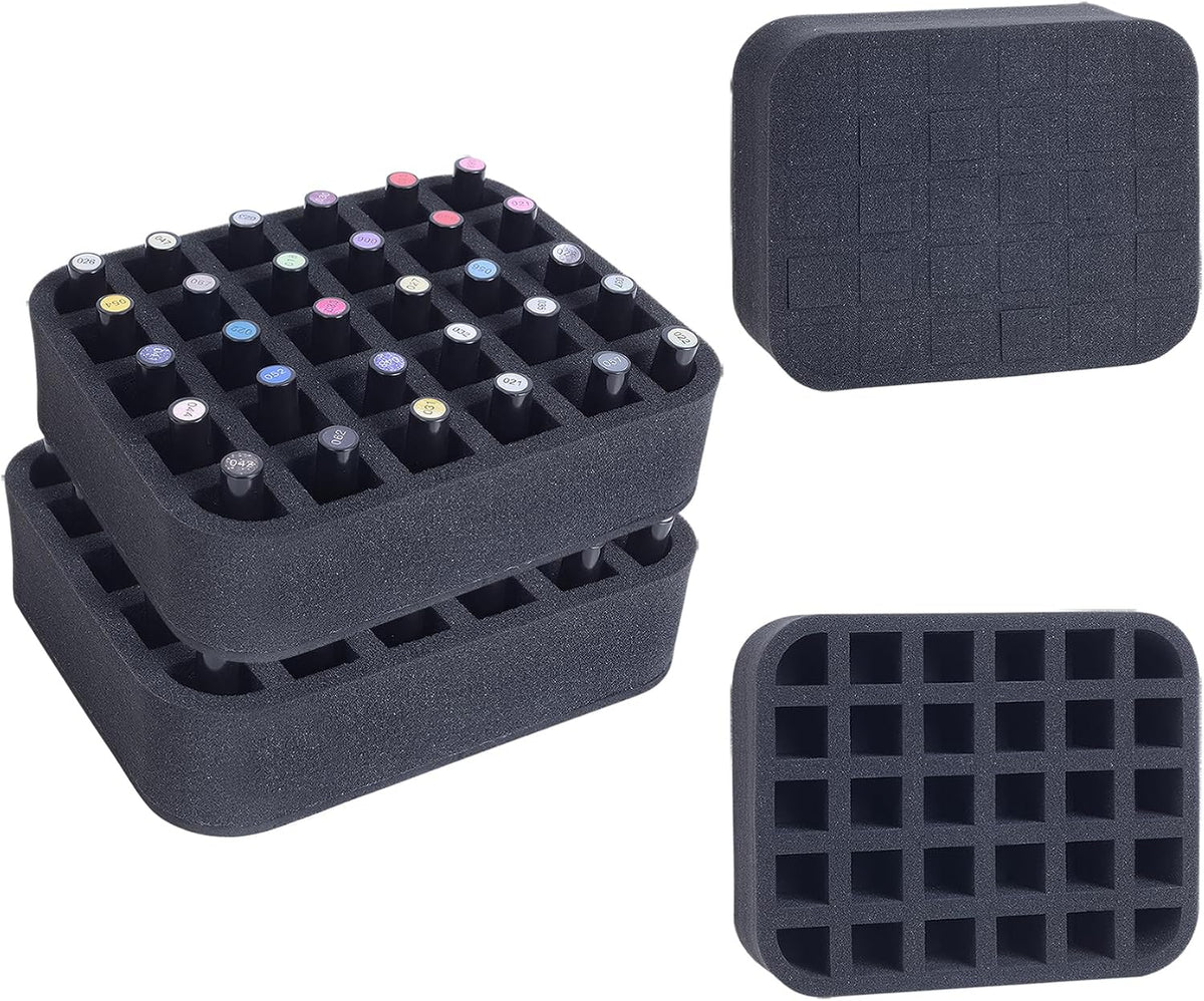 2 Pack Nail Polish Organizer Holder Foam Pad with Slots for Storage 60 Bottles (15ml/0.5fl.oz) Nail Polish or Essential Oil Tray for Drawers Black