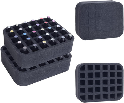 2 Pack Nail Polish Organizer Holder Foam Pad with Slots for Storage 60 Bottles (15ml/0.5fl.oz) Nail Polish or Essential Oil Tray for Drawers Black
