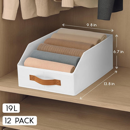 Homsorout Fabric Storage Bins for Organizing - Large Trapezoid Collapsible Storage Bins with Front Handle, Closet Organizers and Storage for Bedroom, Home Shelves, Small Spaces, Beige