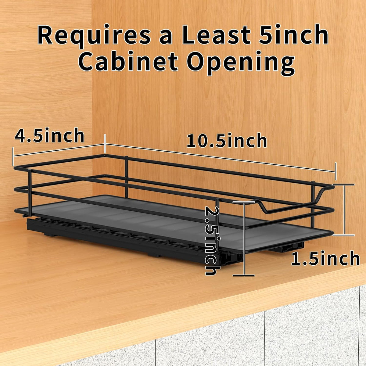 BOIVSHI 2-Tier Spice Rack, Pull Out Cabinet Organizer Spice Racks Height Adjustable Heavy Duty Metal Basket for Inside Cabinets & Pantry Closet(9.5''Wx10.5''Dx9.5''H)