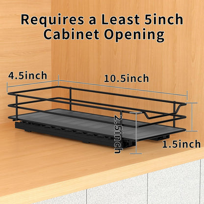 BOIVSHI 2-Tier Spice Rack, Pull Out Cabinet Organizer Spice Racks Height Adjustable Heavy Duty Metal Basket for Inside Cabinets & Pantry Closet(9.5''Wx10.5''Dx9.5''H)