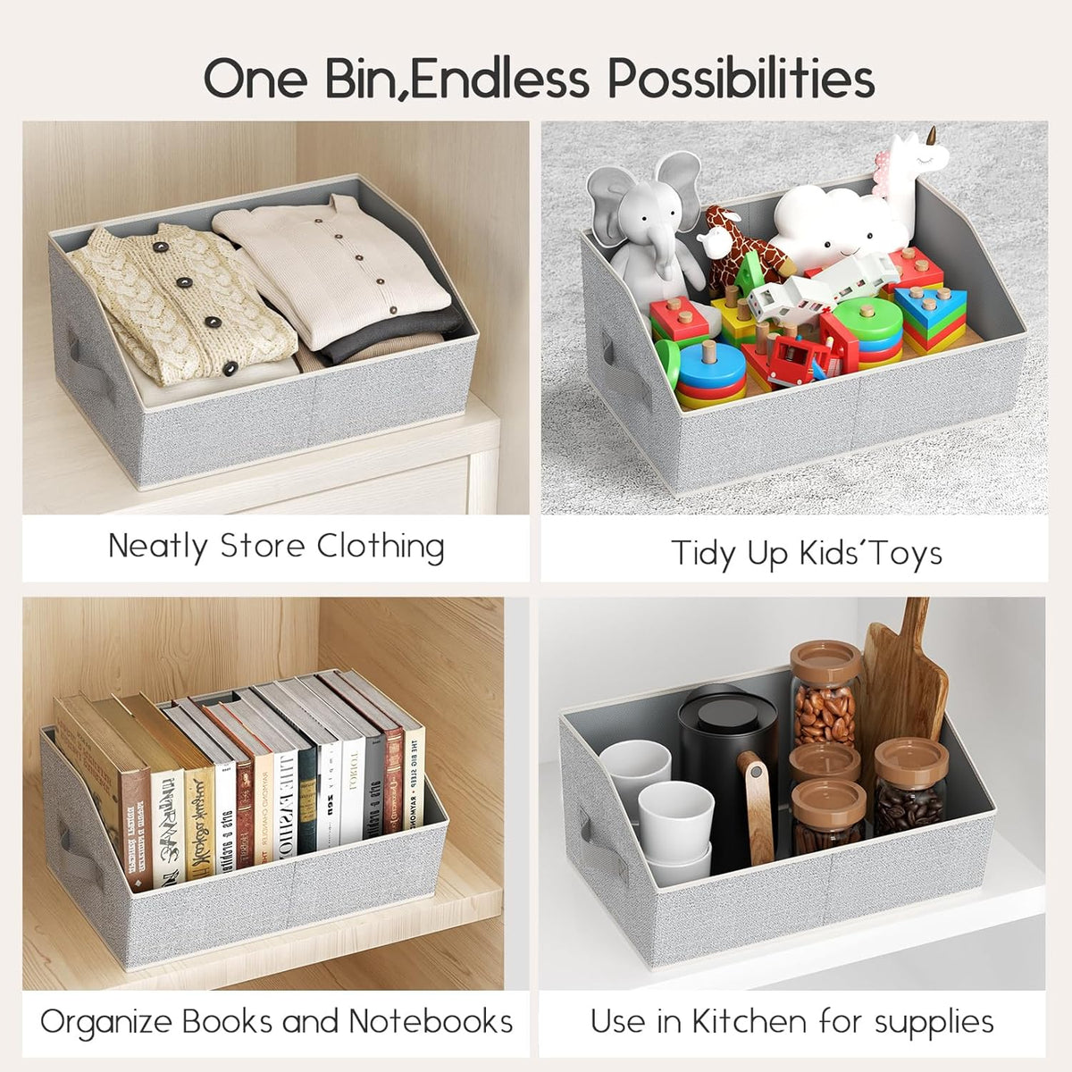 Homsorout Large Closet Organizers and Storage Bins - Trapezoid Storage Baskets for Shelves, Foldable Fabric Baskets with Handles Ideal for Closet, Basket, Wardrobe and Shelf Storage, Beige