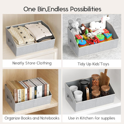 Homsorout Large Closet Organizers and Storage Bins - Trapezoid Storage Baskets for Shelves, Foldable Fabric Baskets with Handles Ideal for Closet, Basket, Wardrobe and Shelf Storage, Beige