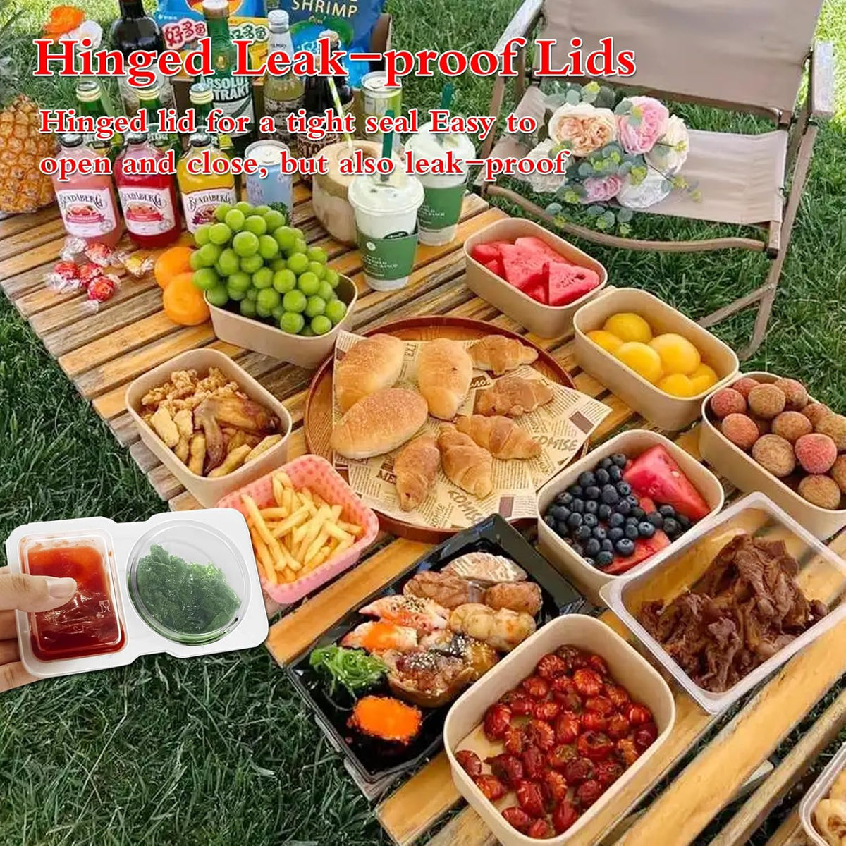 25 Sets Reusable Snack Containers Double Compartment Snackle Box Container with Lids - Leak-Proof BPA-Free Food Storage, Condiments Portion Control Dip Cups for Kids School Lunches, Meal Prep, Takeout