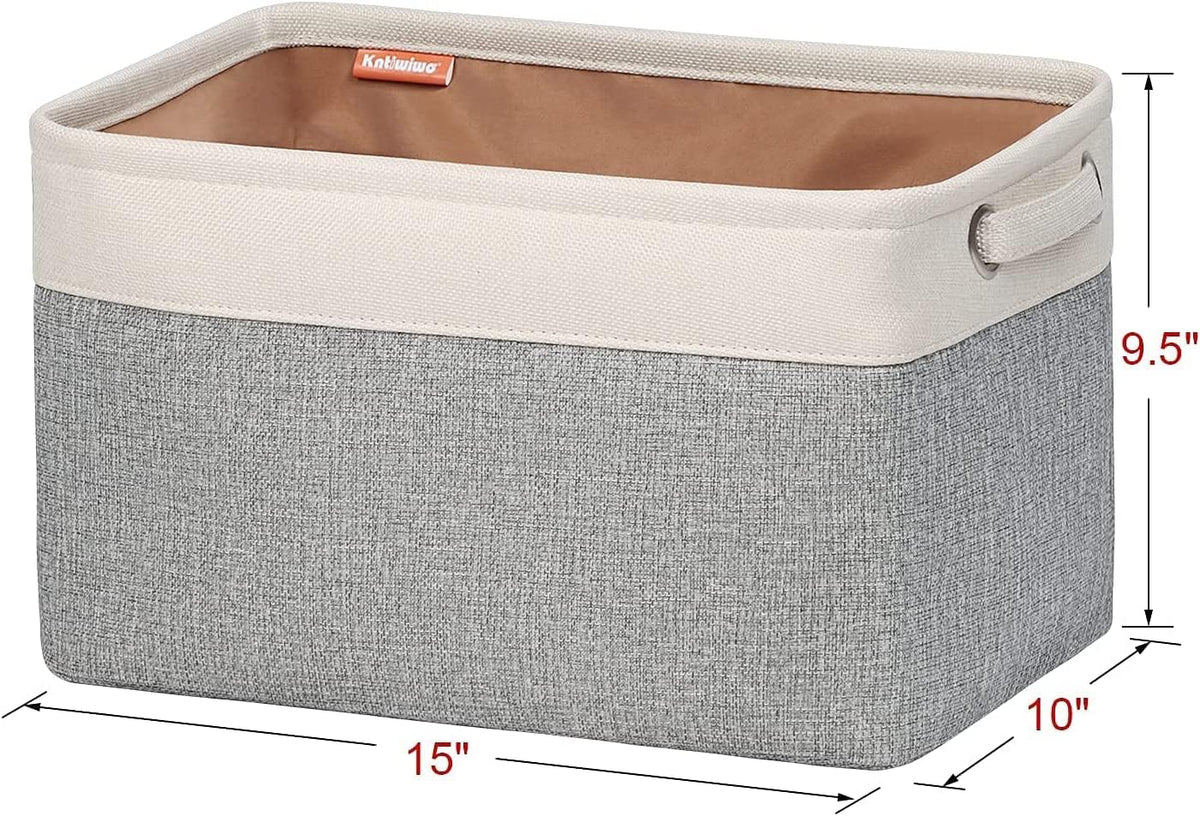 Foldable Storage Bin Collapsible Basket 12" x 10" x 9.5" Cube Storage Organizer Bins with Dual Carry Handles for Home Closet Shelves Drawers Organizer, Set of 3, Grey