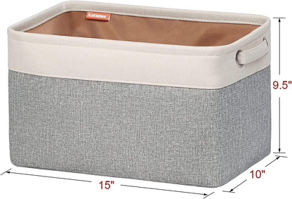 Foldable Storage Bin Collapsible Basket 12" x 10" x 9.5" Cube Storage Organizer Bins with Dual Carry Handles for Home Closet Shelves Drawers Organizer, Set of 3, Grey