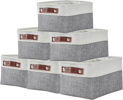 DECOMOMO Storage Bins, Large Fabric Storage Baskets for Shelves, Decorative Linen Closet Organizer, 15 x 11 x 9.5 inches (Beige & White, 3 Pack)