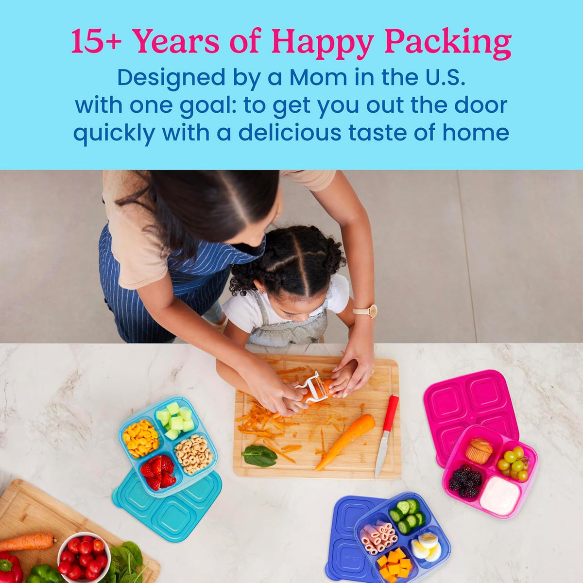 Bentgo Easyboxes 4-Compartment Snack Containers - 8-Piece Set with 4 Trays & 4 Custom-Fit Lids to Seal in Freshness - Reusable Food Storage & Meal Prep Bento BPA-Free Containers (Brights 4-Pack)