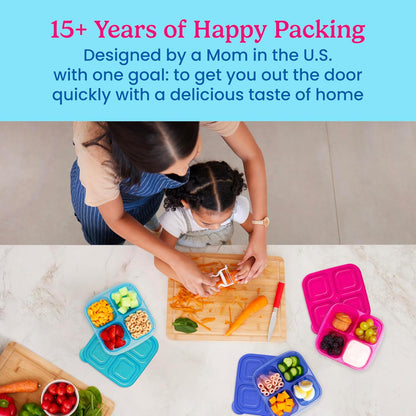 Bentgo Easyboxes 4-Compartment Snack Containers - 8-Piece Set with 4 Trays & 4 Custom-Fit Lids to Seal in Freshness - Reusable Food Storage & Meal Prep Bento BPA-Free Containers (Brights 4-Pack)