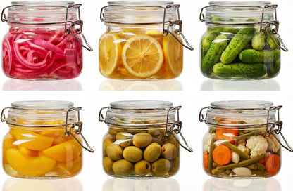 78oz - 3 Pack Square Glass Jars with Airtight Lid, Wide Mouth Mason Jars with Clamp Lids, Air Tight Glass Canisters, Best Food Storage Containers for Flour, Sugar, Cereal, Pasta, Rice, Coffee, Spice