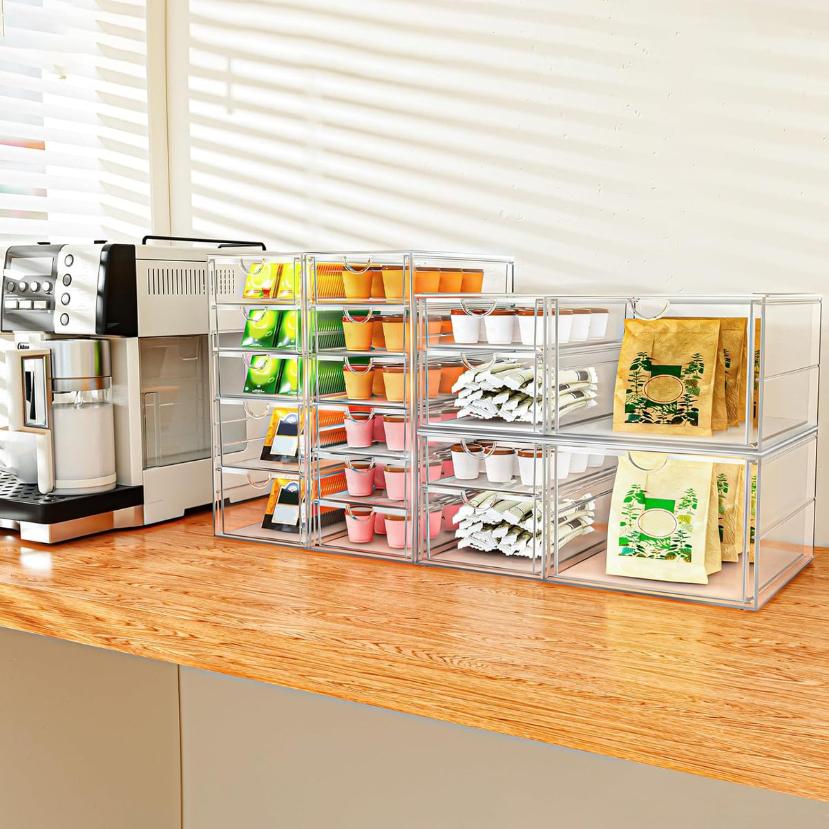 Acrylic Makeup Organizer with 13 Drawers, Bathroom Counter Organizer, Acrylic Organizers, Desk Organizer, Office Supplies, Storage Drawers for Cosmetic, Pencil, Coffee, etc 3 Pack