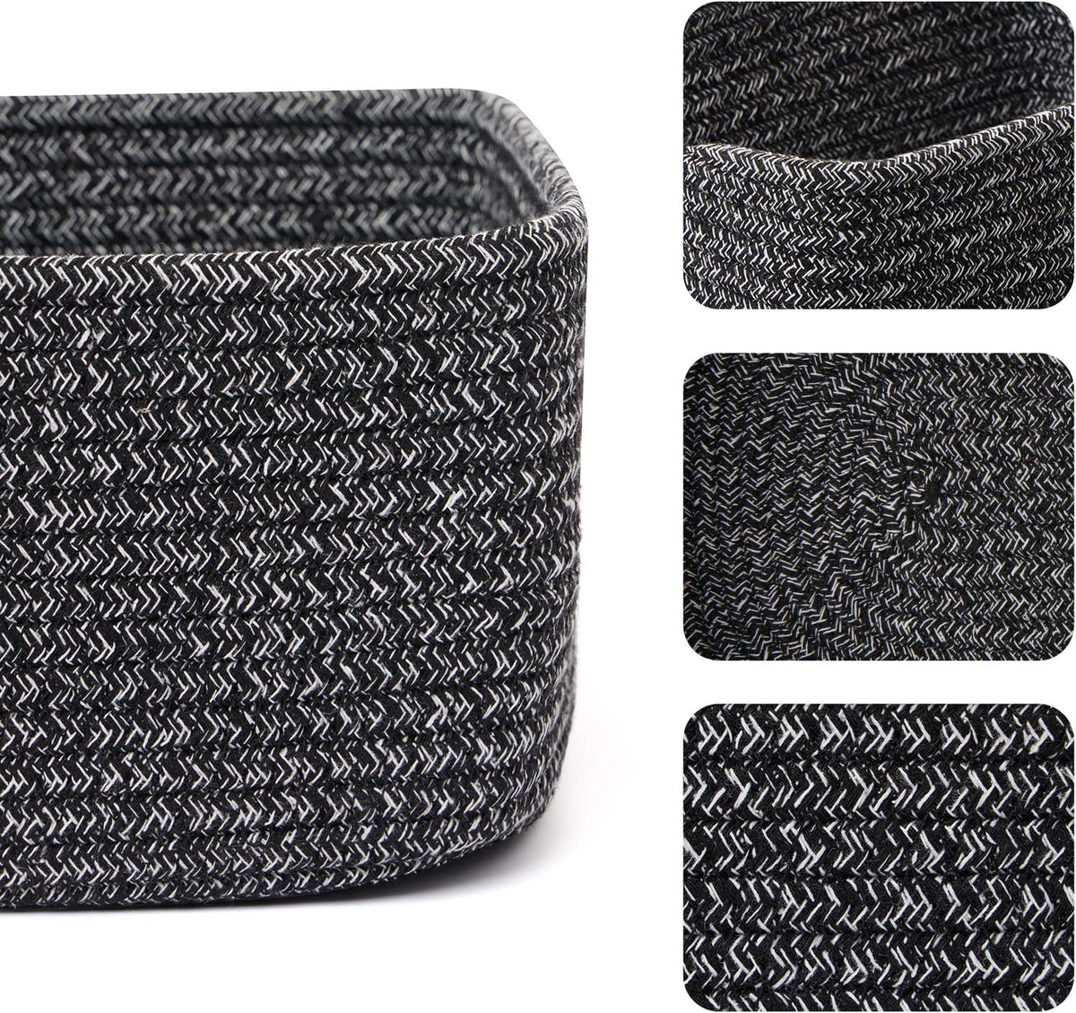 MiniArk Small Storage Baskets for Organizing | Closet Organizer Bins | Shelf Toy Basket | Woven Rope Baskets | Cube Decorative Box | Shallow Basket | L11.5xW7.5xH4.7| Brown