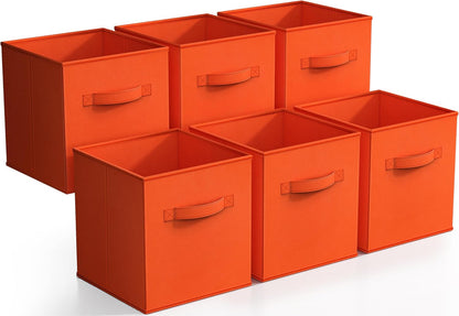 Sorbus Foldable Storage Cubes - 6 Fabric Baskets for Organizing Pantry, Closet, Shelf, Nursery, Playroom, Toy Box, Cubby -11 Inch Dual Handle Collapsible Closet Organizers and Storage Bins (Navy Blue)