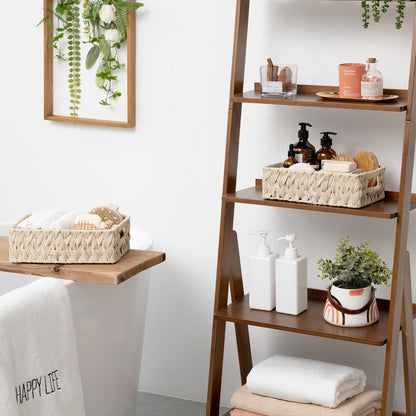 GRANNY SAYS Wicker Storage Baskets for Shelves, Wicker Baskets for Organizing, Waterproof Woven Basket for Pantry, Rectangle Basket for Shlef, Brown, 2-Pack