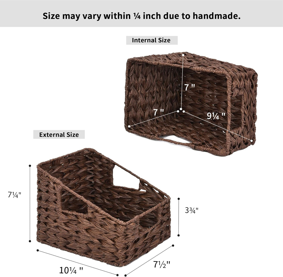 GRANNY SAYS Wicker Basket with Handles, Trapezoid Decorative Baskets, Woven Storage Baskets for Shelves, Nature, 2-Pack Wovenbaskets-TB5 Medium