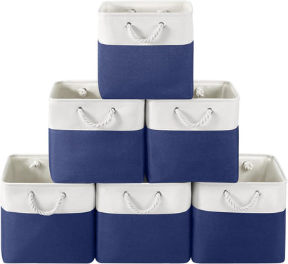 Large Storage Baskets- 15.7x11.8x8.26 inch Storage Bins for Shelves and Closet Organizing, Foldable Fabric Bin for Home Organization Clothes and Laundry (3-Pack, White&Khaki)