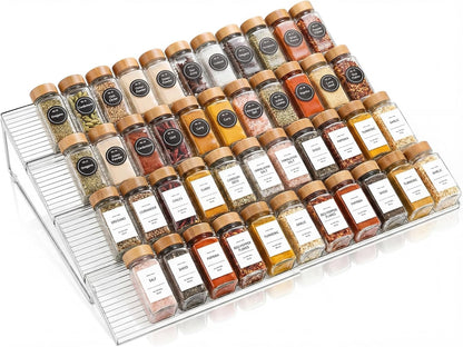 LETGO 8 Pack Adjustable Spice Rack for Drawer- Expandable From 11" to 22" Expandable Spice Drawer Organizer 4 Tiers Acrylic Seasoning Organizer Rack,Clear Spice Rack Tray for Spices,Condiment (8)