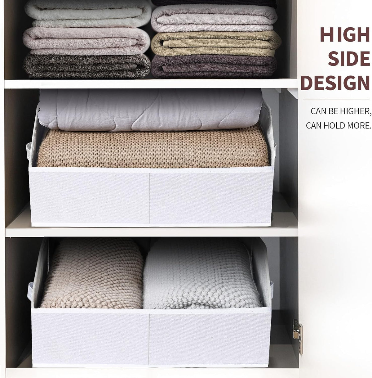 Homsorout Closet Organizers Bins 6 Packs - Large Closet Shelf Organizer with Handles, Fabric Trapezoid Storage Bins, Collapsible Storage Cubes for Clothes, Towels, Light Gray
