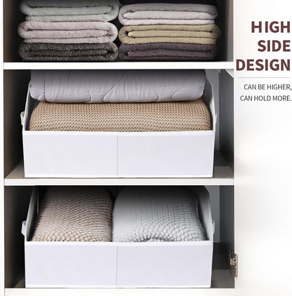 Homsorout Closet Organizers Bins 6 Packs - Large Closet Shelf Organizer with Handles, Fabric Trapezoid Storage Bins, Collapsible Storage Cubes for Clothes, Towels, Light Gray