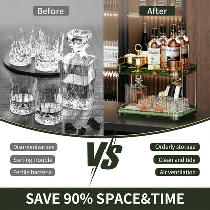 Seoneiro Whiskey Tray, Glass Cup Rack, Mug Holder, Coffee Cup Organizer, Bathroom Countertop Organizer with Drain Board Wine Glass Decorative, Food Tray, Kitchen Spice Rack