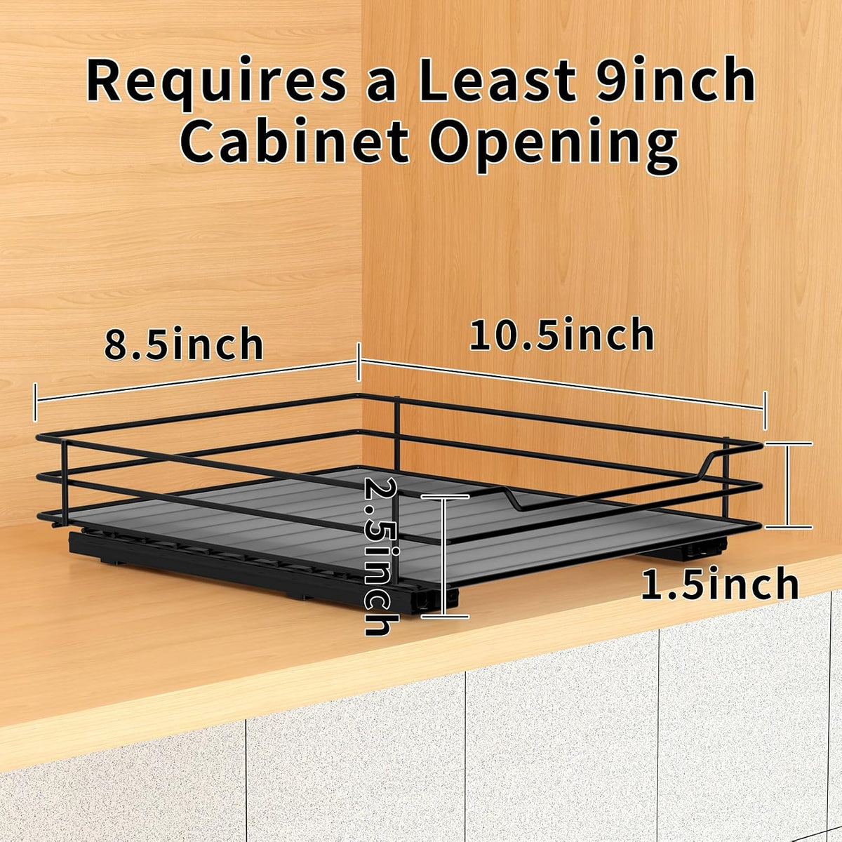 BOIVSHI 2-Tier Spice Rack, Pull Out Cabinet Organizer Spice Racks Height Adjustable Heavy Duty Metal Basket for Inside Cabinets & Pantry Closet(9.5''Wx10.5''Dx9.5''H)