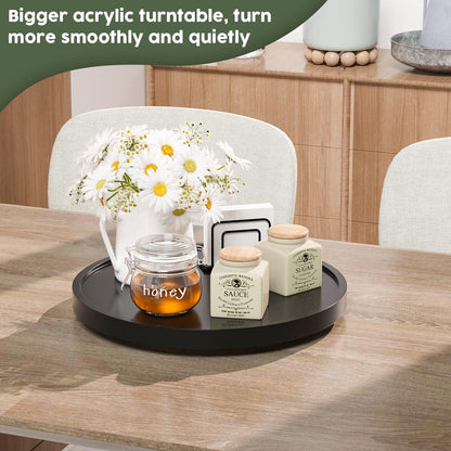 Lazy Susan Organizer, 10 Inch Non-Skid Bamboo Turntable Organizer for Salt Pepper Olive Oil and Spices Next to Stove, Wooden Lazy Susan for Table or Kitchen Countertop Organizer