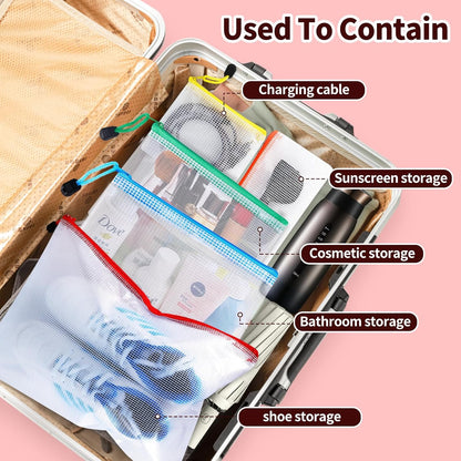 24pcs Mesh Zipper Pouch Bags - 8 Sizes Plastic Zipper Pouches for Organization, Mesh Bags with Zipper, Waterproof Clear Travel Pouches, UMETDO File Bag with Zipper for Office Supplies