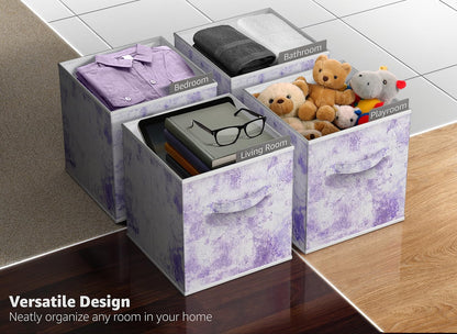 Sorbus Foldable Storage Bins - 11 Inch Sturdy Collapsible Fabric Storage Cubes with Handle - 4 Baskets for Organizing Clothes & Toys - Organization & Storage Baskets for Shelves, Pantry, Closet, Cubby