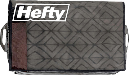 Hefty Storage Bags Extra Large Double Zipper Backpack, Heavy Duty Water Resistant Moving Totes with Shoulder Straps, Foldable Reusable Packing Organizers, 2 Pack (X-Large Black)