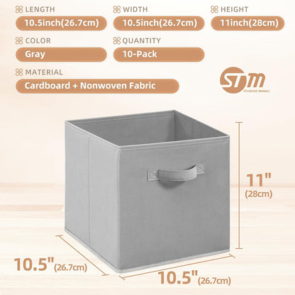 STORAGE MANIAC Storage Cubes, 11 Inch Durable 6 Pack Fabric Foldable Collapsible Bins with Handles for Organization, Closet, Shelves, Offices, Toys, Black
