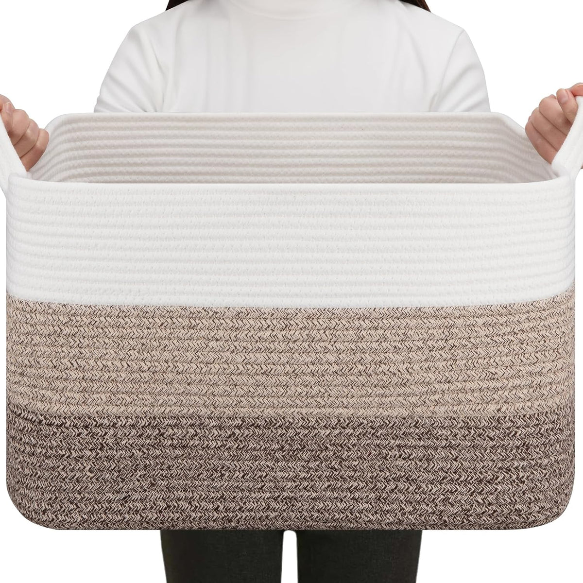 OIAHOMY Storage Basket, Woven Baskets for Storage, Cotton Rope Basket for toys,Towel Baskets for Bathroom - Pack of 3, Gradient Yellow