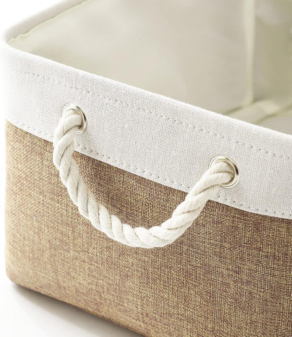Fabric Storage Bins 12x8x5 inch [6-Pack] with Rope Handles - Decorative Baskets for Organizing