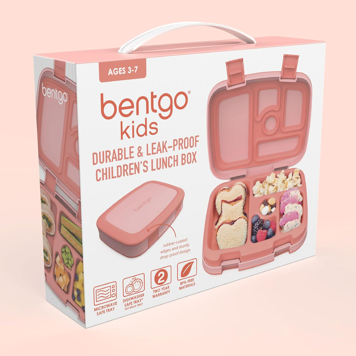 Bentgo Kids Bento-Style 5-Compartment Leak-Proof Lunch Box - Ideal Portion Sizes for Ages 3 to 7 - Durable, Drop-Proof, Dishwasher Safe, PFAS & BPA-Free & Made with Food-Safe Materials (Blue)
