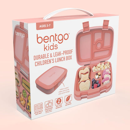 Bentgo Kids Bento-Style 5-Compartment Leak-Proof Lunch Box - Ideal Portion Sizes for Ages 3 to 7 - Durable, Drop-Proof, Dishwasher Safe, PFAS & BPA-Free & Made with Food-Safe Materials (Blue)