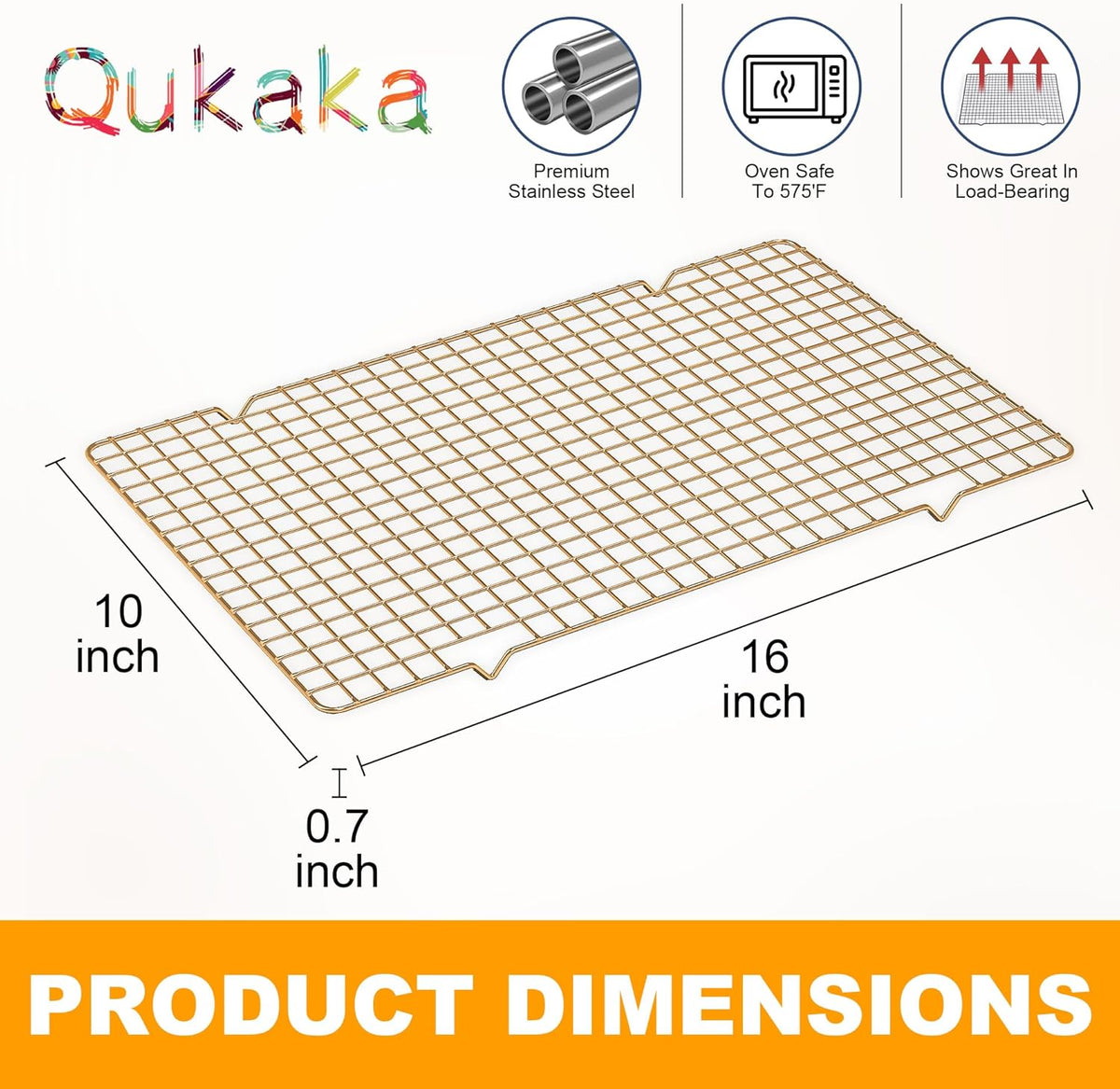 2PCS Cooling Racks for Cooking and Baking - 10" x 15"Heavy Duty Stainless Steel Wire Rack for Baking, Grilling, Roasting - Oven & Dishwasher Safe - Fits Jelly Roll Sheet Pan-Silver