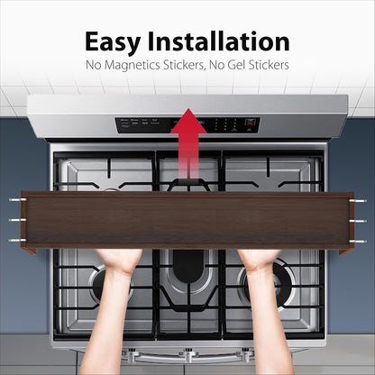 IIIOIIIA Bamboo Over the Stove Spice Shelf for Kitchen, 31.5" Spice Rack Organizer Shelf with 6 hooks, 11.4" Height Extra Storage Countertop, Easy to Assemble