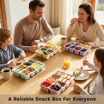 2 Pack Snackle Box Container with Lids, Dishwasher Safe 8 Compartment Divided Snack Serving Tray Platterbox, Protable No-Scatter Snacklebox Snack Container for Adult, Kids, Family, Travel, Party, Work